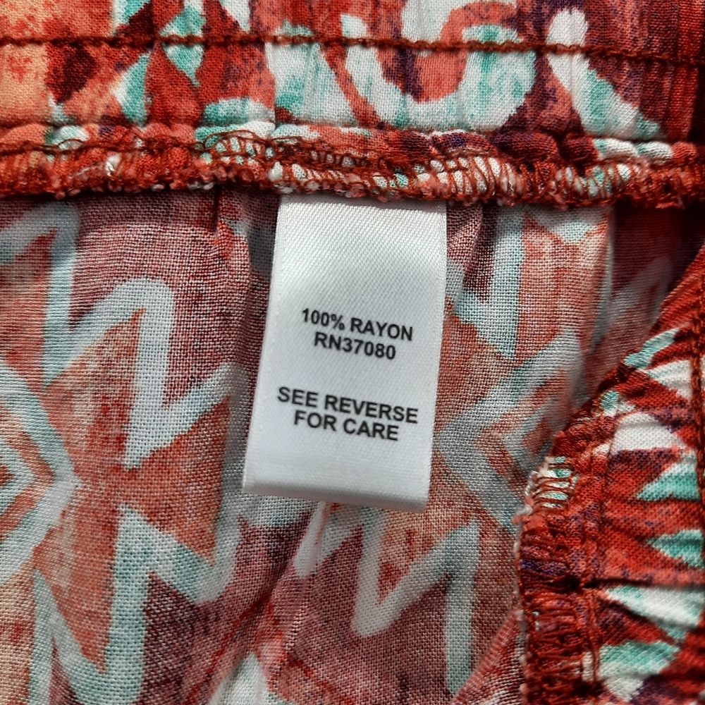 Cato Women's Orange Square Pants Capri Pants Elastic Waist Size L - Picture 9 of 13